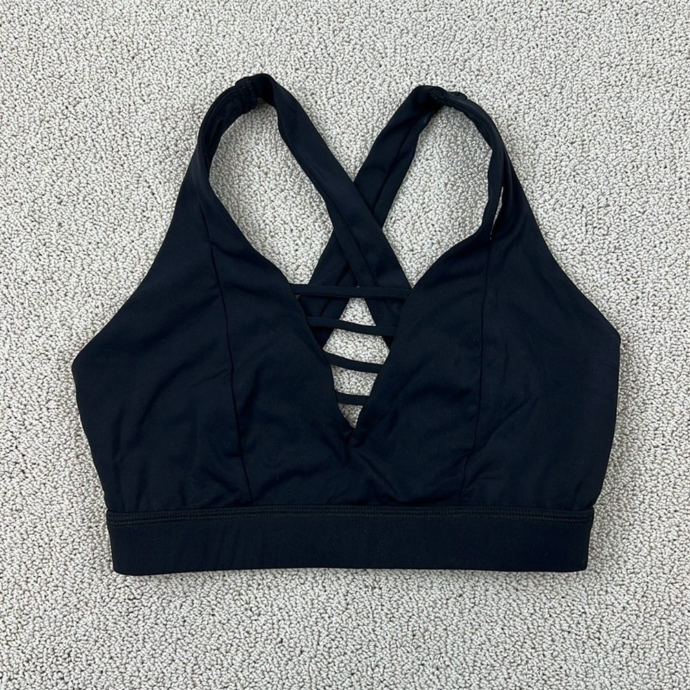Born Primitive Cross Back V Neck Sports Bra Womens Size XS Black CrossFit